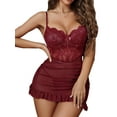 thumbnail image 1 of Avidlove Women Sexy Lingerie Lace Chemise Nighty with Underwire Support Ruffle Hem Nightgown, 1 of 4