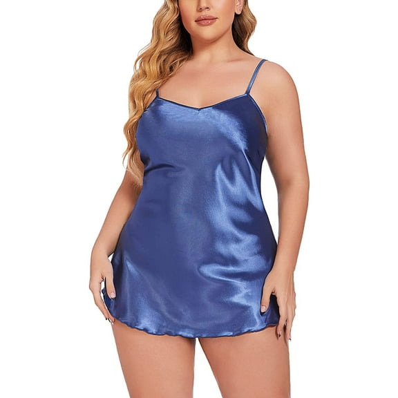 Avidlove Women Sleepwear Satin Nightgown Mini Slip Chemise Short Nightwear(Clear Blue,M)