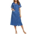thumbnail image 1 of Avidlove Women Snap Front Dusters Housecoat Cotton Long Nightgown Short Sleeve House Robe Dress with Pockets, 1 of 5