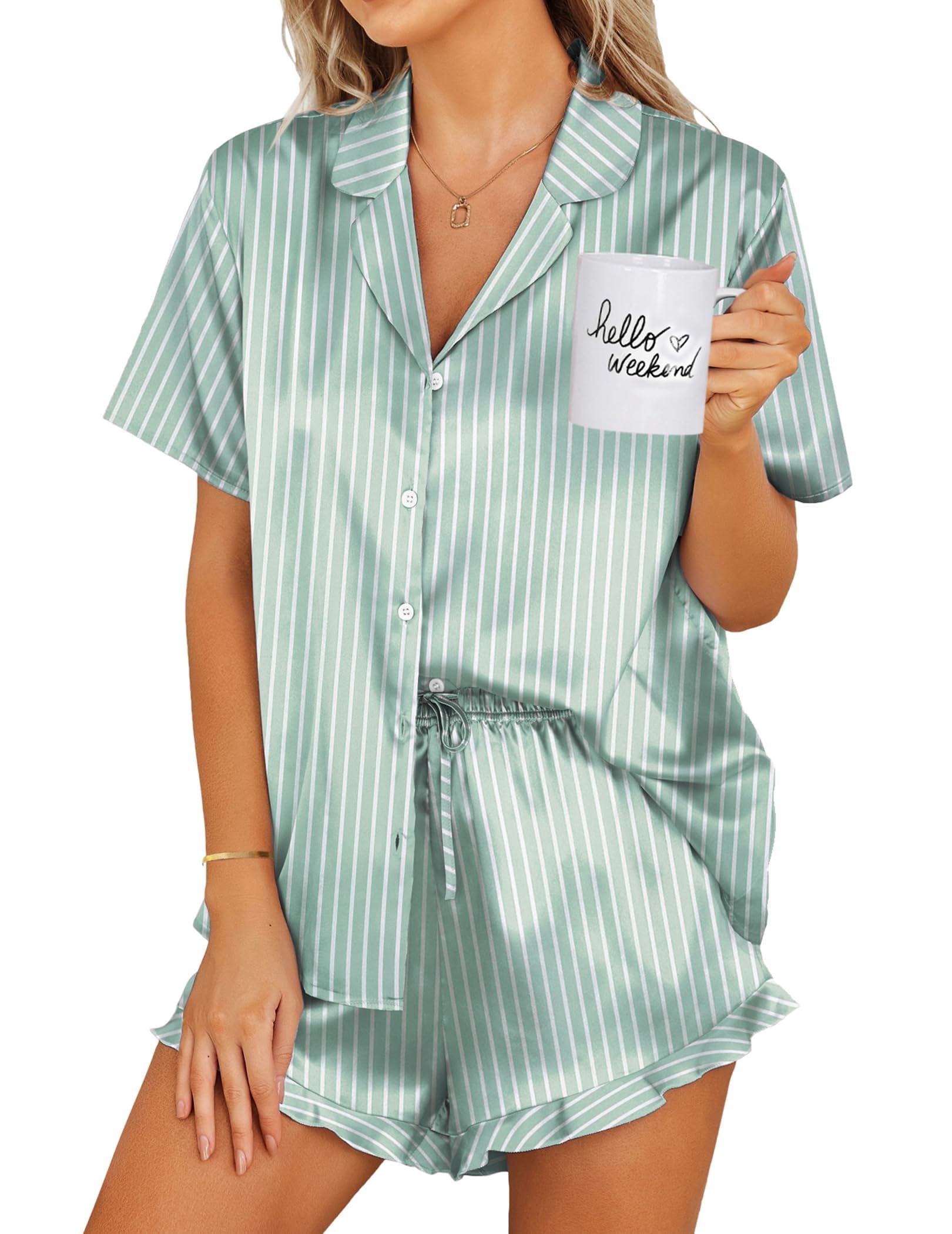 Women's Bamboo Pajama Set - Soft Short Sleeve Top & Capri Pants Nightwear (Sizes S-XXL) - View #4