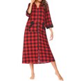 thumbnail image 1 of Avidlove Women Zipper Front Robes 3/4 Sleeve Housecoat Christmas Plaid Full Length Loungewear Dress with Pocket Long Nightgown Sleepwear Bathrobes, 1 of 4