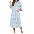 thumbnail image 1 of KISSGAL Women Zipper Front Robes 3/4 Sleeve Housecoat Full Length Loungewear Dress with Pocket Long Nightgown Sleepwear Bathrobes, 1 of 4