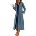 thumbnail image 1 of Avidlove Women Zipper Front Robes Long Sleeve Housecoat Lightweight Full Length Nightgowns Sleepwear with Pockets, 1 of 5