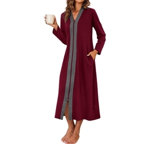 PAVILIA Womens Housecoat Zip Robe, Sherpa Fleece, Long Sleeve, Pockets ...