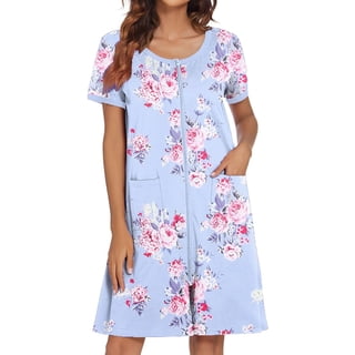 Avidlove Women Zipper Front Robes Short Sleeve House Coat Zip Up Short Loungewear Dress with Pockets Nightgown Sleepwear Bathrobes