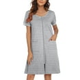 thumbnail image 1 of Avidlove Women Zipper Front Robes Short Sleeve House Coat Zip Up Short Loungewear Dress with Pockets Nightgown Sleepwear Bathrobes, 1 of 6