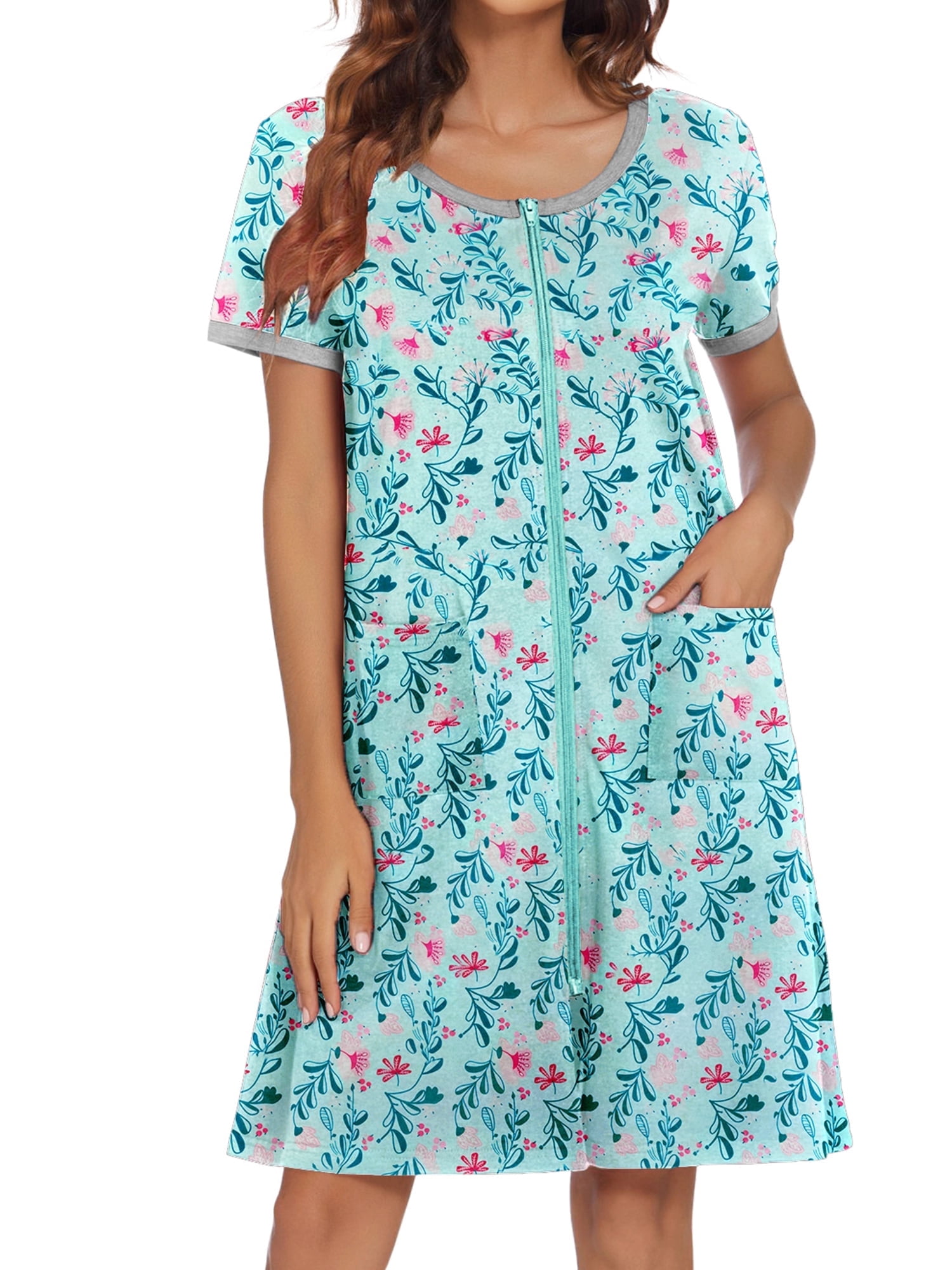 Zipper Front Robe Avidlove Women Zipper Front Robes Short Sleeve House Coat Zip Up Short ...