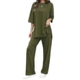 thumbnail image 1 of Womens Pajama Set 2 Piece Outfits Short Sleeve Pullover and Wide Leg Pants Casual Trendy Lounge Set, 1 of 6