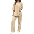 thumbnail image 1 of Womens Pajama Set 2 Piece Outfits Short Sleeve Pullover and Wide Leg Pants Casual Trendy Lounge Set, 1 of 6