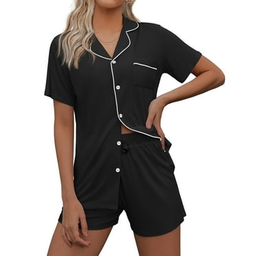 Avidlove Women's Breathable Rayon Button Up Pajama Sets, Black (2)