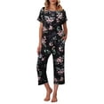thumbnail image 1 of Avidlove Capri Pajamas Set for Women Short Sleeve Tops and Pants Set with Pocket Soft Matching Pjs Lounge Sets S-2XL, 1 of 6