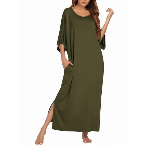 Avidlove Women's Long Nightgown Short Sleeve Sleepshirt Casual Maxi Loungewear with Pockets