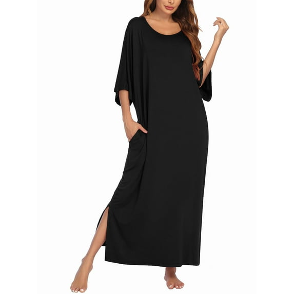 Avidlove Women's Long Nightgown Short Sleeve Sleepshirt Casual Maxi Loungewear with Pockets