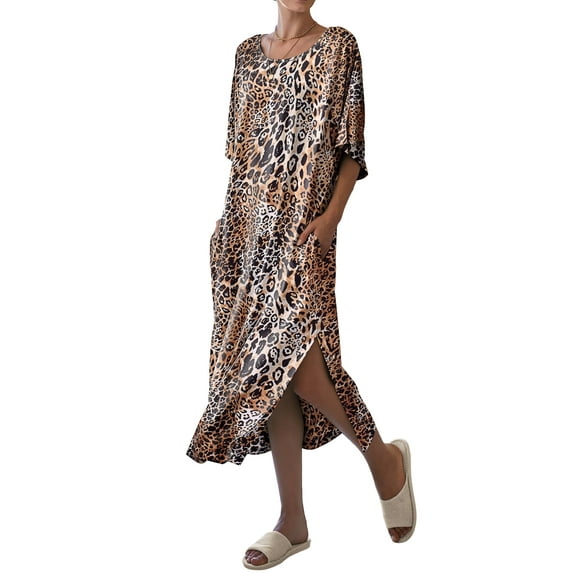 Avidlove Women's Long Nightgown Short Sleeve Sleepshirt Casual Maxi Loungewear with Pockets