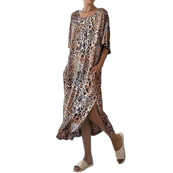 Avidlove Women's Long Nightgown Short Sleeve Sleepshirt Casual Maxi Loungewear with Pockets