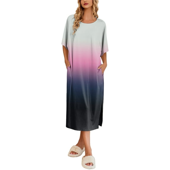 Avidlove Women's Long Nightgown Short Sleeve Sleepshirt Casual Maxi Loungewear with Pockets