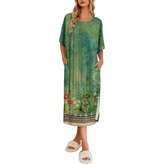 Avidlove Women's Long Nightgown Short Sleeve Sleepshirt Casual Maxi Loungewear with Pockets