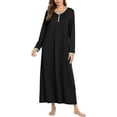 Avidlove Women's Long Sleeve Nightgown Long Sleepshirts Henley Sleep ...