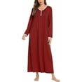 thumbnail image 1 of Avidlove Women's Long Sleeve Nightgown Long Sleepshirts Henley Sleep Dress Full Length Sleepwear, 1 of 7