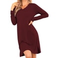 thumbnail image 1 of KISSGAL Women's Long Sleeve Nightgowns Sexy Lace V Neck Nightshirt Soft Nightdress Side Slit Sleepwear, 1 of 7