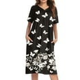 thumbnail image 1 of Avidlove Women's Nightgown Short Sleeve House Dress with Pockets Comfy Loungwear Black Sleepwear, 1 of 6