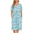 thumbnail image 1 of Avidlove Women's Nightgown Short Sleeve House Dress with Pockets Comfy Loungwear Floral Print Sleepwear, 1 of 6