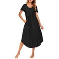 thumbnail image 1 of Avidlove Women's Short Sleeve Nightgown Long Nightshirts Pleated Sleep Dress Sleepwear with Pockets, 1 of 6