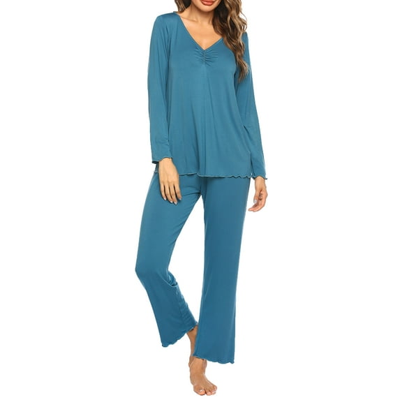 Avidlove Women's Pajama Set Two Piece Long Sleeve Sleepwear Soft V Neck Pj Top and Long Pants Loungwear