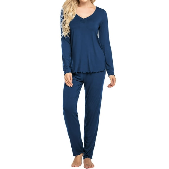 Avidlove Women's Pajama Set Two Piece Long Sleeve Sleepwear Soft V Neck Pj Top and Long Pants Loungwear