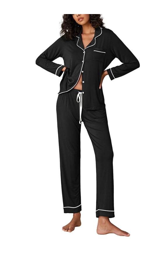 Women's Pajama Sets Button Down Two Piece PJ Sets for Ladies Long Sleeve Sleepwear Nightwear Soft lounge sets S-XXL