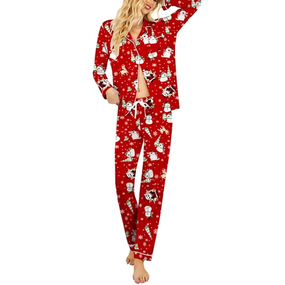 Avidlove Women's Pajama Sets Christmas Button Down Two Piece PJ Sets for Ladies Long Sleeve Sleepwear Nightwear Soft lounge sets S-XXL