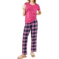 thumbnail image 1 of Avidlove Women's Pajama Set 2 Piece Short Sleeve Pj Tops with Long Plaid Pajama Pants Casual Loose Lounge Set Sleepwear, 1 of 7