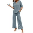 thumbnail image 1 of Avidlove Women's Pajamas Sets 2 Piece Knit Lounge Wear Short Sleeve Pullover and Wide Leg Pants Lounge Sleepwear, 1 of 6
