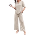 thumbnail image 1 of Avidlove Women's Pajamas Sets 2 Piece Knit Lounge Wear Short Sleeve Pullover and Wide Leg Pants Lounge Sleepwear, 1 of 6