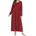 thumbnail image 1 of Avidlove Women's Plaid Long Sleeve Nightgown Christmas Long Sleepshirts Henley Sleep Dress Full Length Sleepwear, 1 of 7
