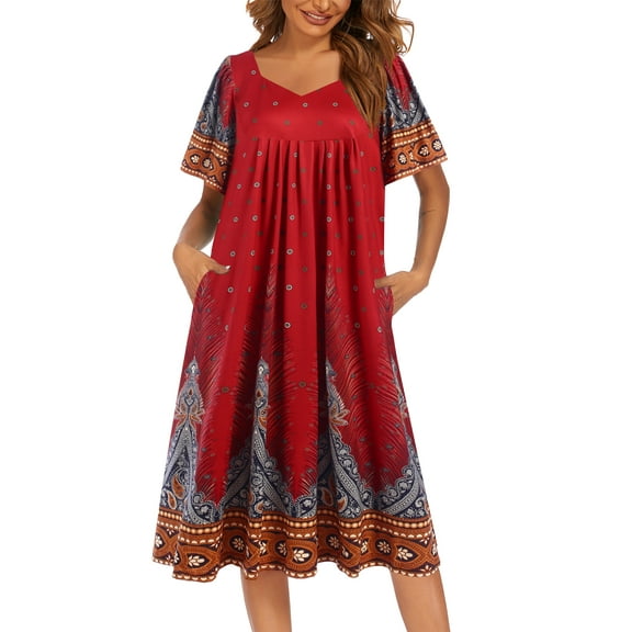 Avidlove Women's Short Sleeve Nightgown Long Sleepshirts V Neck Sleep Dress Below Knee Length Sleepwear