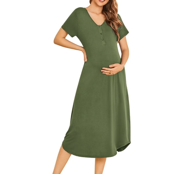 Avidlove Womens Maternity Nightgown for Hospital Pregnancy Long Nightgowns Nursing Night Gown for Breastfeeding