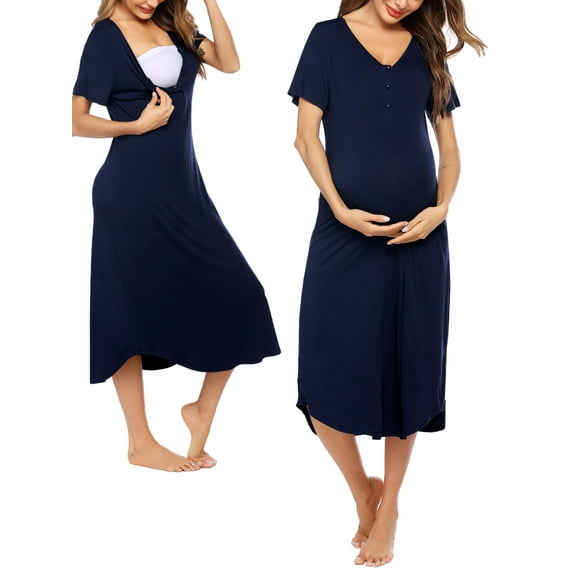 Avidlove Womens Maternity Nightgown for Hospital Pregnancy Long Nightgowns Nursing Night Gown for Breastfeeding
