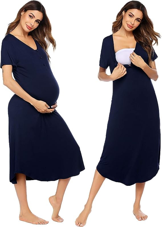 Avidlove Womens Maternity Nightgown for Hospital Pregnancy Long Nightgowns Nursing Night Gown
