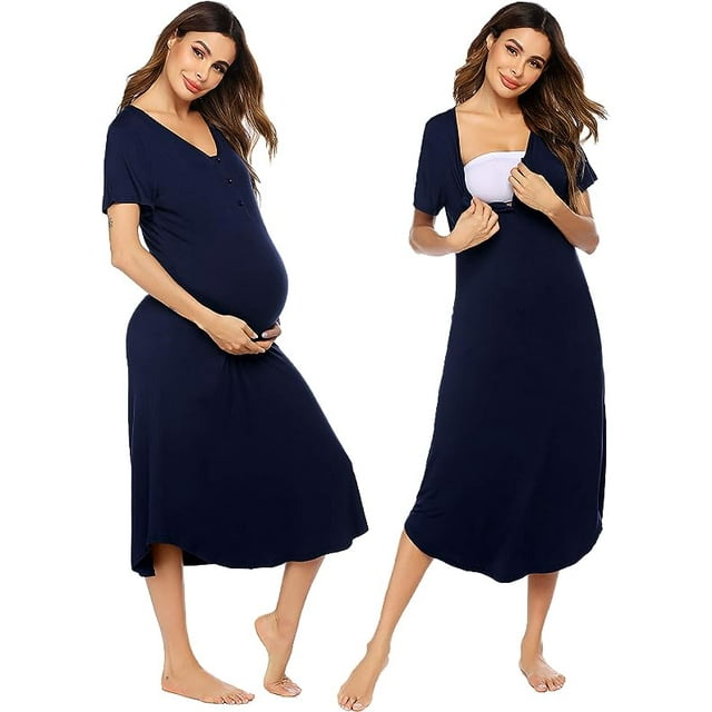 Irdcomps Women's Maternity Nightdress Breastfeeding Button