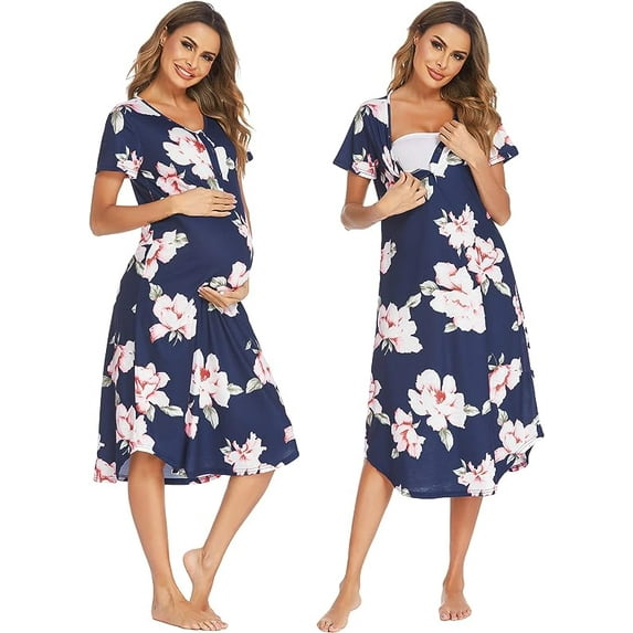 Avidlove Womens Maternity Nightgown for Hospital Pregnancy Long Nightgowns Nursing Night Gown for Breastfeeding