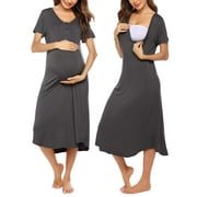 Avidlove Womens Maternity Nightgown for Hospital Pregnancy Long Nightgowns Nursing Night Gown for Breastfeeding