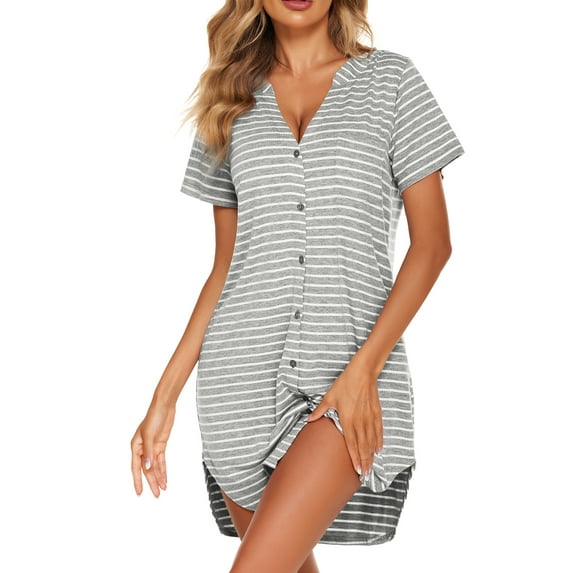 Avidlove Womens Nightgown Button Down Pajama Dress Sexy Ladies Sleepwear Maternity Night Shirts