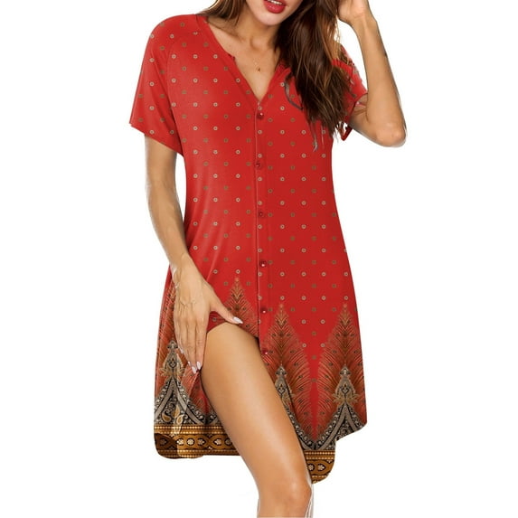 Avidlove Womens Nightgown Button Down Pajama Dress Sexy Ladies Sleepwear Maternity Night Shirts