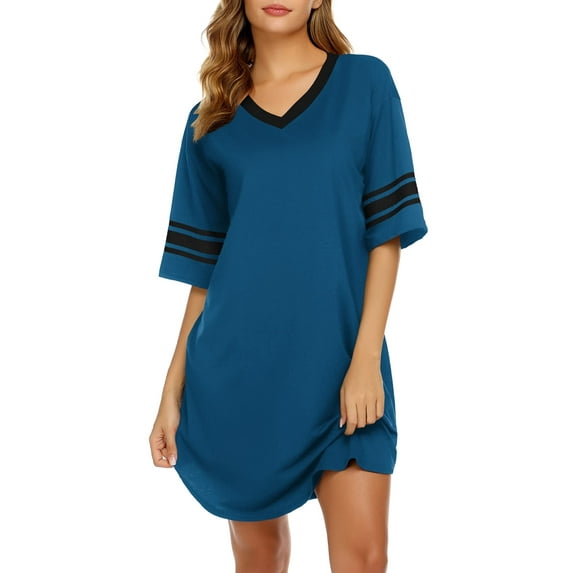 Avidlove Womens Nightgown Cotton Sleepshirt Sleepwear Short Sleeve Sleep Dress V Neck Nightshirt
