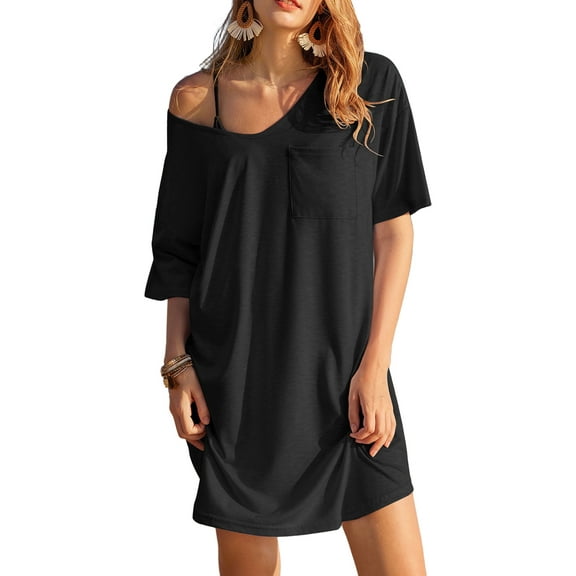 Avidlove Womens Nightgown Short Sleeve Tshirt Bikini Cover Up Comfy V Neck Sleepshirt Sleepwear Casual Nightshirts