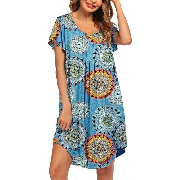 Avidlove Womens Nightgown Soft Sleepwear Pleated Sleepshirt Sleep Dress Short Sleeve Nightdress