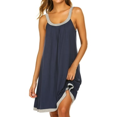Avidlove Womens Nightgowns Sleeveless Sleepwear Camisole Sleep Dress Wide Strap Pleated Nightshirt