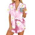 thumbnail image 1 of Avidlove Womens Pajama Set Satin Silky Button Down Pjs 2 Piece Short Sleeve Tops and Ruffle Shorts Set Notch Collar Sleepwear, 1 of 6