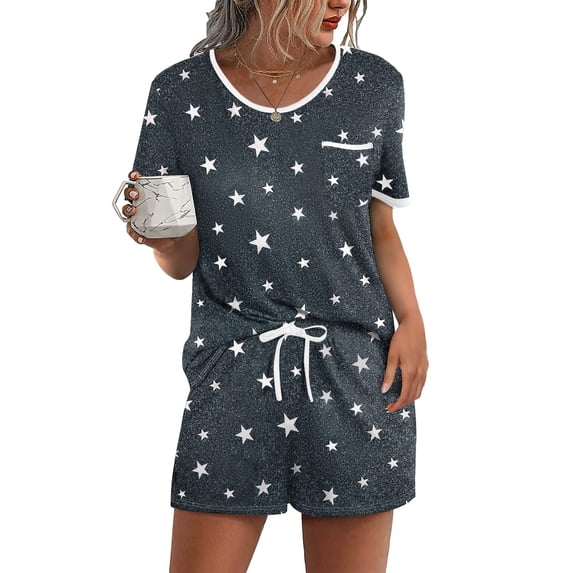 Avidlove Womens Pajama Set Short Sleeve Pj Tops and Shorts 2 Piece Lounge Set Soft Sleepwear with Chest Pocket